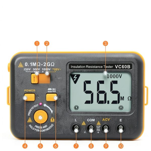 SKYCENX Insulation Resistance Tester Yellow VC60B-1