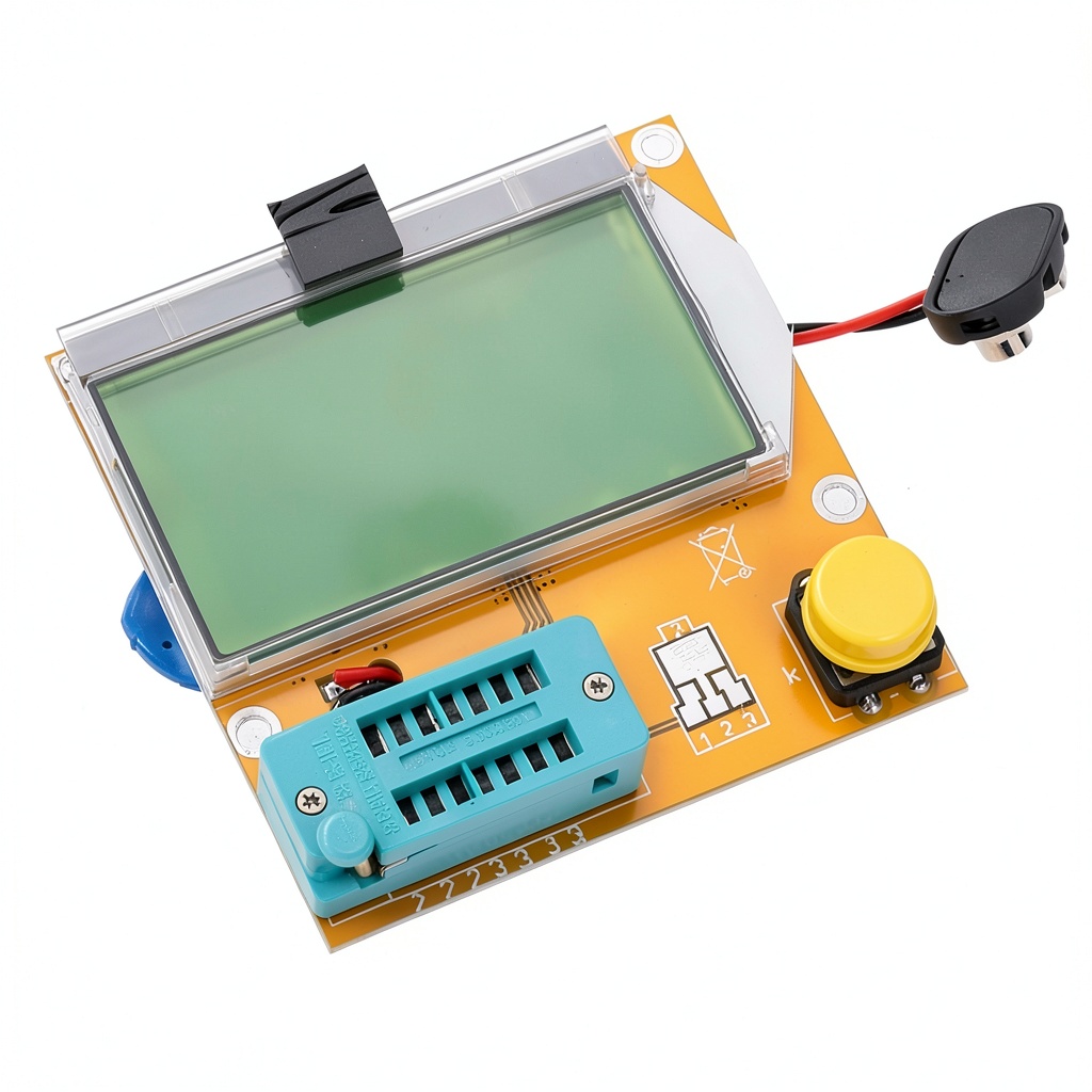 HiLetgo LCR Meter being used on a workbench