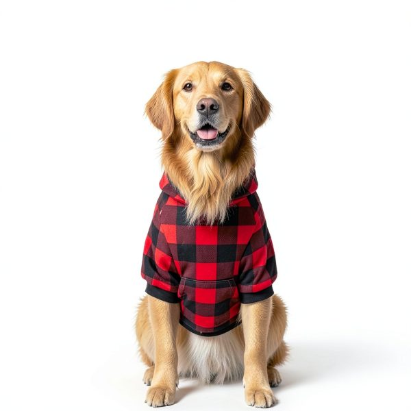 Dog Hoodie PAWNISAW Plaid Sweatshirt with Pocket for Small-XXL Red-5