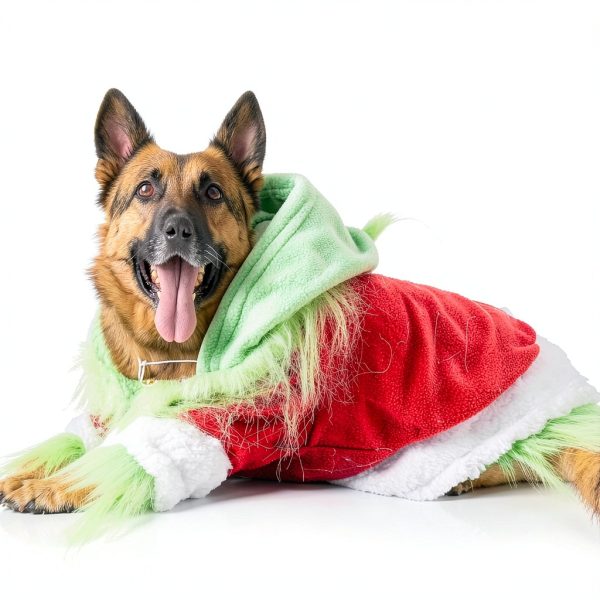 Dog Christmas Outfit Abbylike Green Hoodie with Hat XL-3