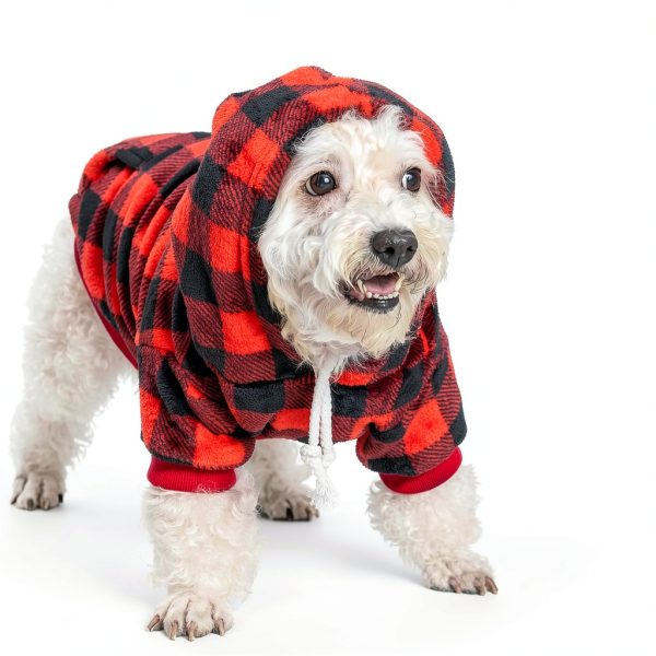 Dog Hoodie Plaid Fleece Warm Hooded Sweatshirt for Small to Large Dogs-2