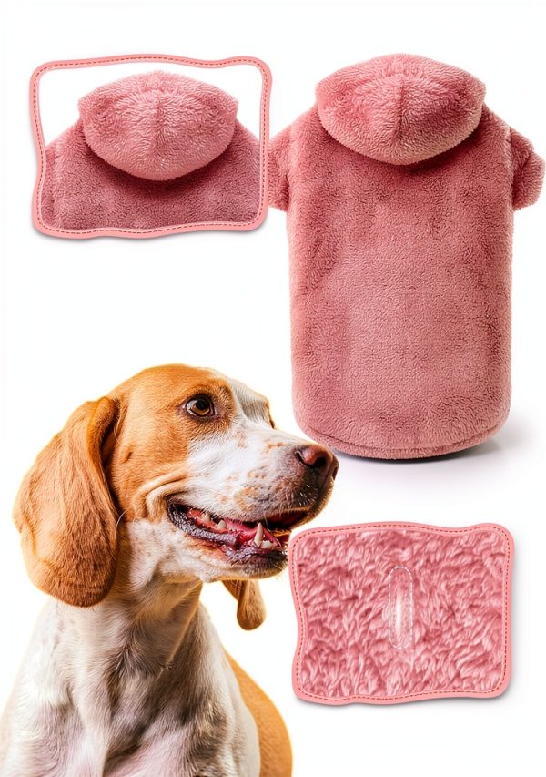 Fuzzy Dog Sweater by QDYU Large Pink Plush Hoodie for Dogs-3