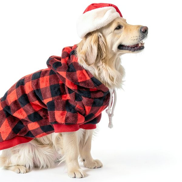 Dog Hoodie Plaid Fleece Warm Hooded Sweatshirt for Small to Large Dogs-5