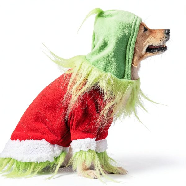 Dog Christmas Outfit Abbylike Green Hoodie with Hat XL-5