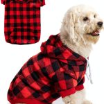 Dog Hoodie Plaid Fleece Warm Hooded Sweatshirt for Small to Large Dogs-0