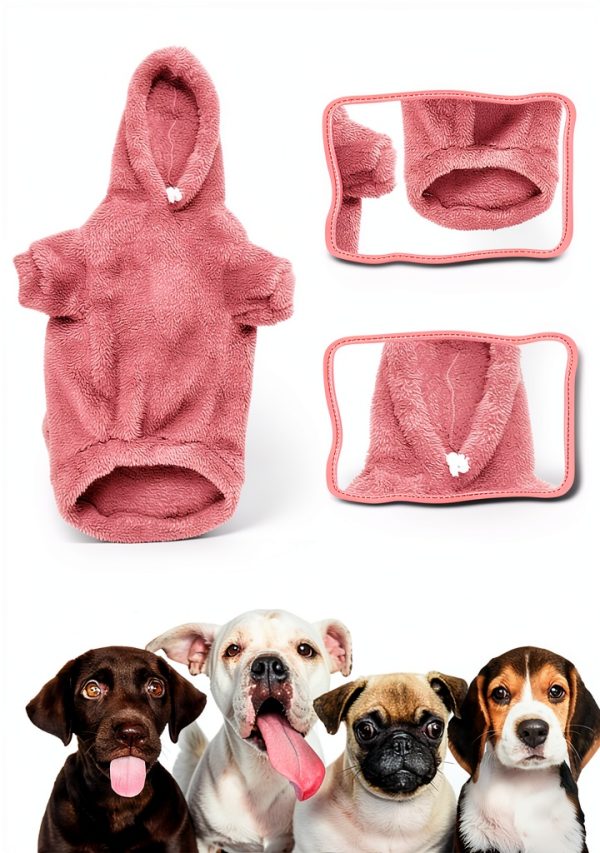 Fuzzy Dog Sweater by QDYU Large Pink Plush Hoodie for Dogs-2
